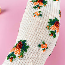 Load image into Gallery viewer, Breathable summer thin  lace socks with plants flowers: White