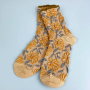 Sweet Flower Tube Socks: Yellow