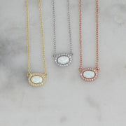 Opal Halo Necklace: Silver