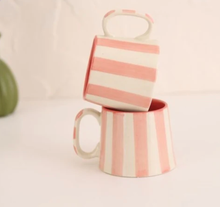 Load image into Gallery viewer, Ceramic Pink Stripe  Coffee cup- 220ml
