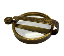 Load image into Gallery viewer, 4-3/4" Antiqued Brass Magnifying Glass with Folding Handle