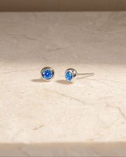 Aquamarine Bezel Dome Studs: Gold