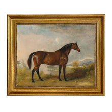 Load image into Gallery viewer, A Bay Hunter Framed Oil Painting Print on Canvas: Antiqued Gold / 8" x 10"