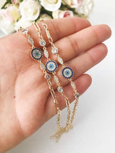Load image into Gallery viewer, Evil Eye Bracelet, Zircon Charm Bracelet, Gold Chain Bracelet