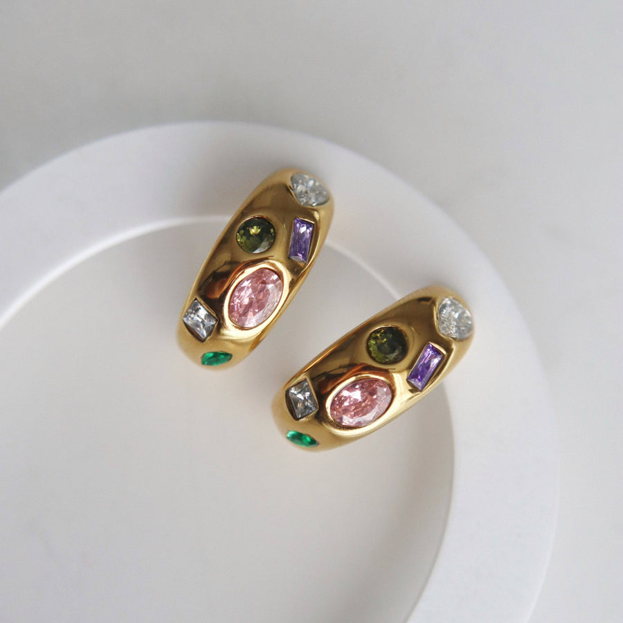 Mosaic Hoops | Multicolor Gem Hoops