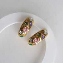Load image into Gallery viewer, Mosaic Hoops | Multicolor Gem Hoops