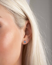 Load image into Gallery viewer, Aquamarine Bezel Dome Studs: Gold