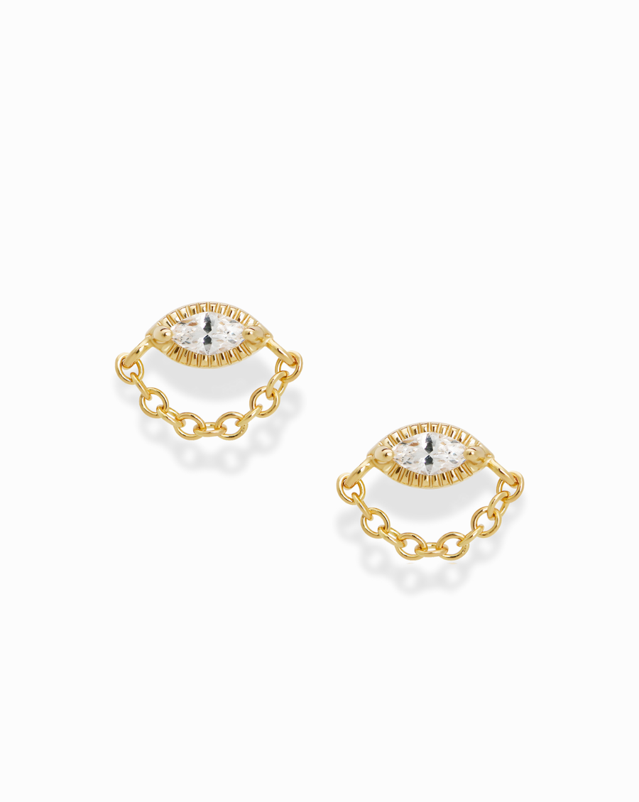 Simone Chain Studs: Cubic zirconia
