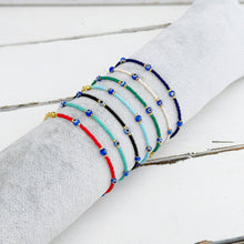 Load image into Gallery viewer, Evil Eye Minimal Seed Beads Bracelet: White