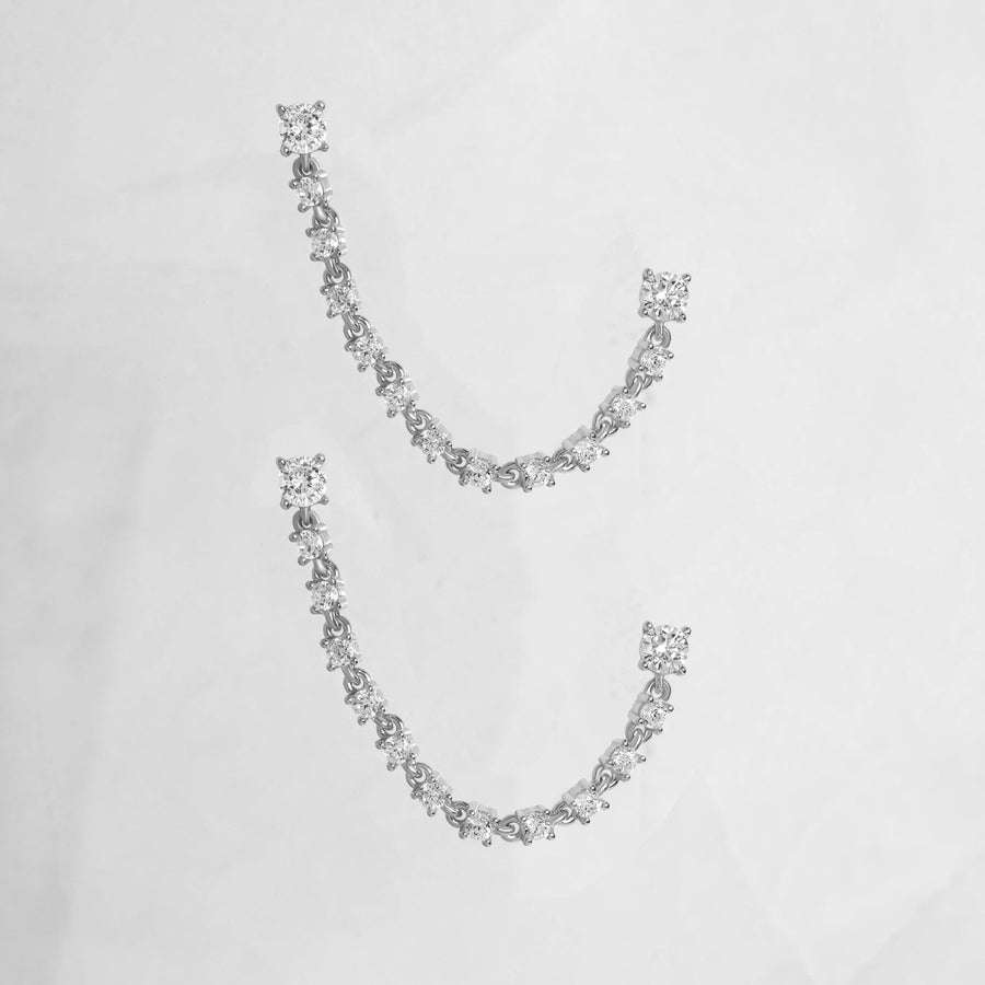 Two-Piercing Tennis Chain Link Studs: Gold