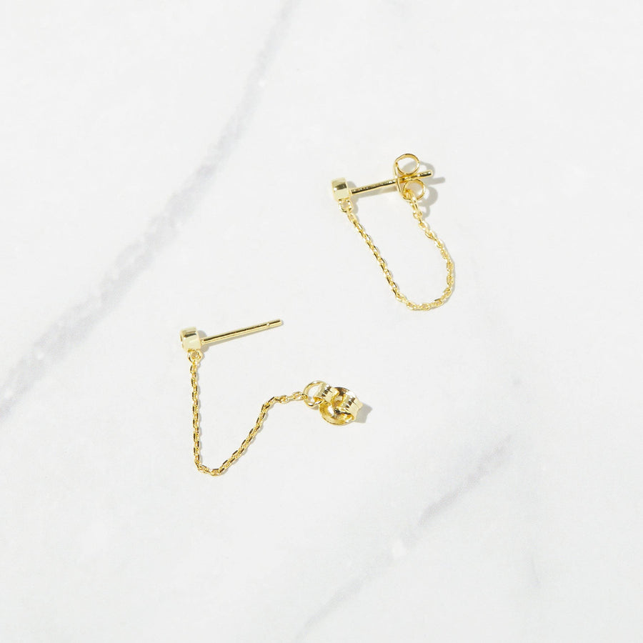 Chain Stud Earrings: Silver