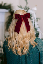 Load image into Gallery viewer, Large Velvet Hair Bow Barrette for Women | Bailee Bow: Navy