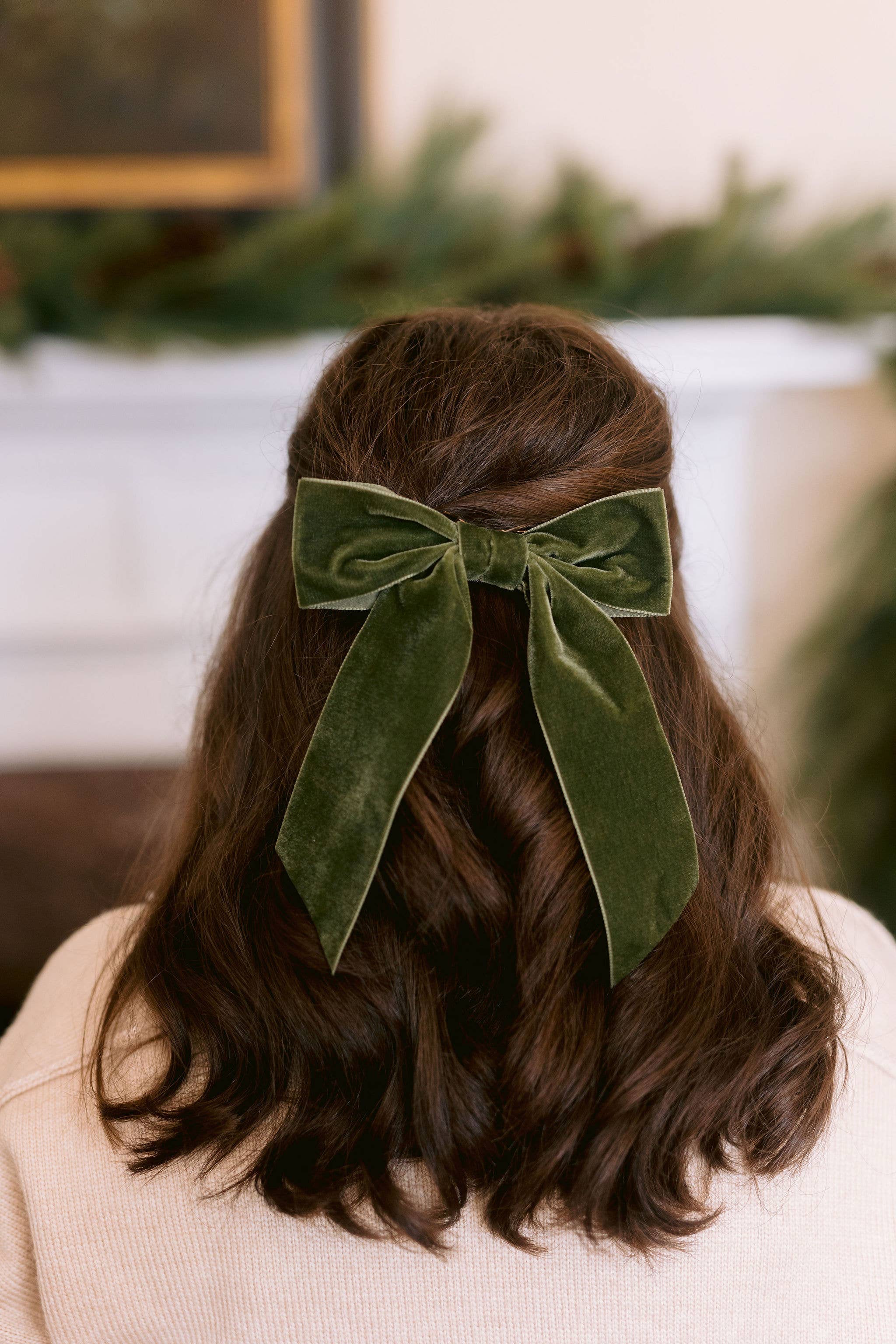 Large Velvet Hair Bow Barrette for Women | Bailee Bow: Navy