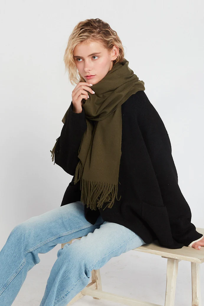 Cozy Woven Cashmere Wrap Shawl Scarf Throw: Capuccino