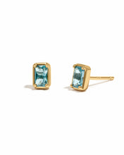 Load image into Gallery viewer, Aquamarine Baguette Studs: Gold