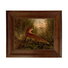 Load image into Gallery viewer, Fox Flushing Ducks Oil Painting Print on Canvas, Gold Frame: Antiqued gold resin / 5" x 6"