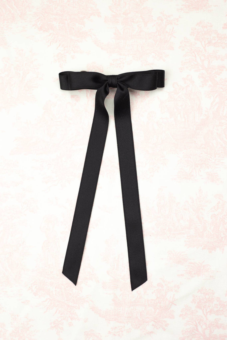 Long Matte Satin Hair Bow Barrette | Micro Alice Bow: Soft Pink