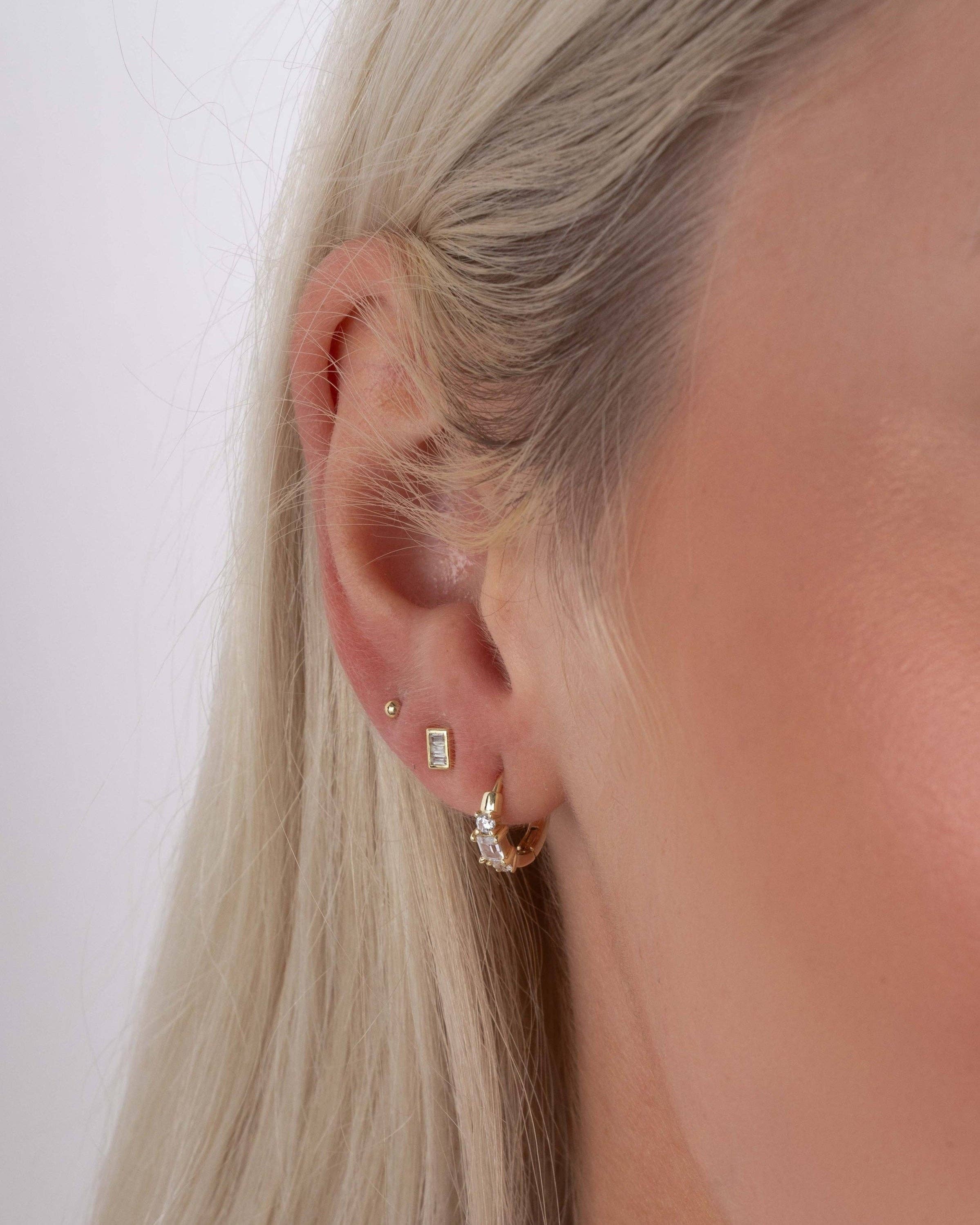 Tiny Baguette Studs: Gold
