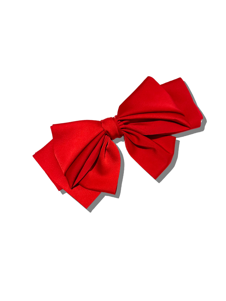 Handmade Satin Bow Hair Clip | Holiday Accessories: Red