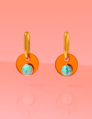 Deco Glam Medallion Oval Hoops Copper