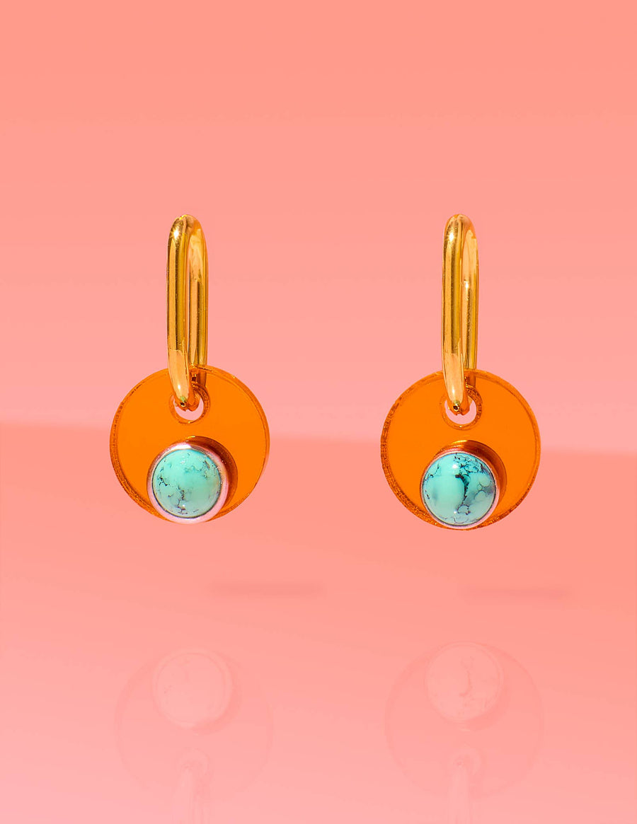 Deco Glam Medallion Oval Hoops Copper