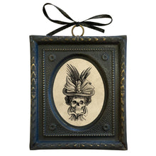 Load image into Gallery viewer, Lady Skull Print in Embossed Black &amp; Brass Frame