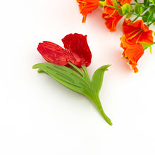 Load image into Gallery viewer, Double Tulip Acetate Claw Clip – Elegant Floral Hair Clip: Red