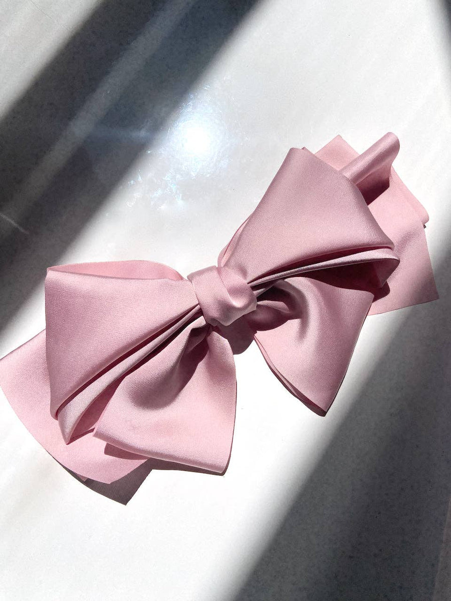 Giant Satin Bow Hair Clip: Beige