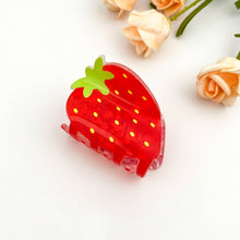 Load image into Gallery viewer, Strawberry Acrylic Printed Hair Claw Clip: Red