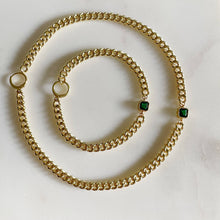 Load image into Gallery viewer, Night Bird Necklace Emerald Stone Gold Filled Chain Necklace: 16”