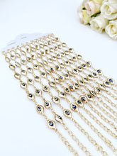 Load image into Gallery viewer, Blue Evil Eye Bracelet, Gold Chain Bracelet, Greek Evil Eye