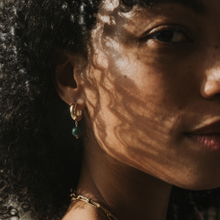 Load image into Gallery viewer, Devon Stone Drop Hoops: Pearl