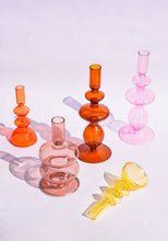 Load image into Gallery viewer, Retro Wavy Glass Candle Holder- 7 x3.5 Inches_Pink