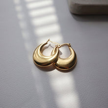 Load image into Gallery viewer, Flat Moon Hoops | Gold Hoops