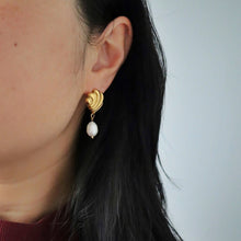 Load image into Gallery viewer, Seashell Pearl Earrings | Dangle Earrings