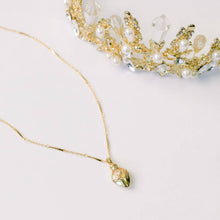 Load image into Gallery viewer, Gold Plated Vintage Potion Elixer Charm Necklace: Clear Crystal