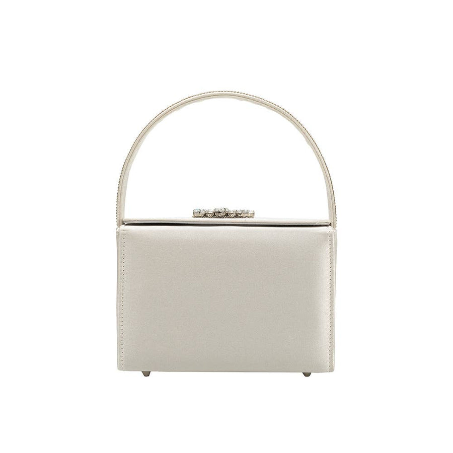 Liliana White Satin Jeweled Crossbody Bag