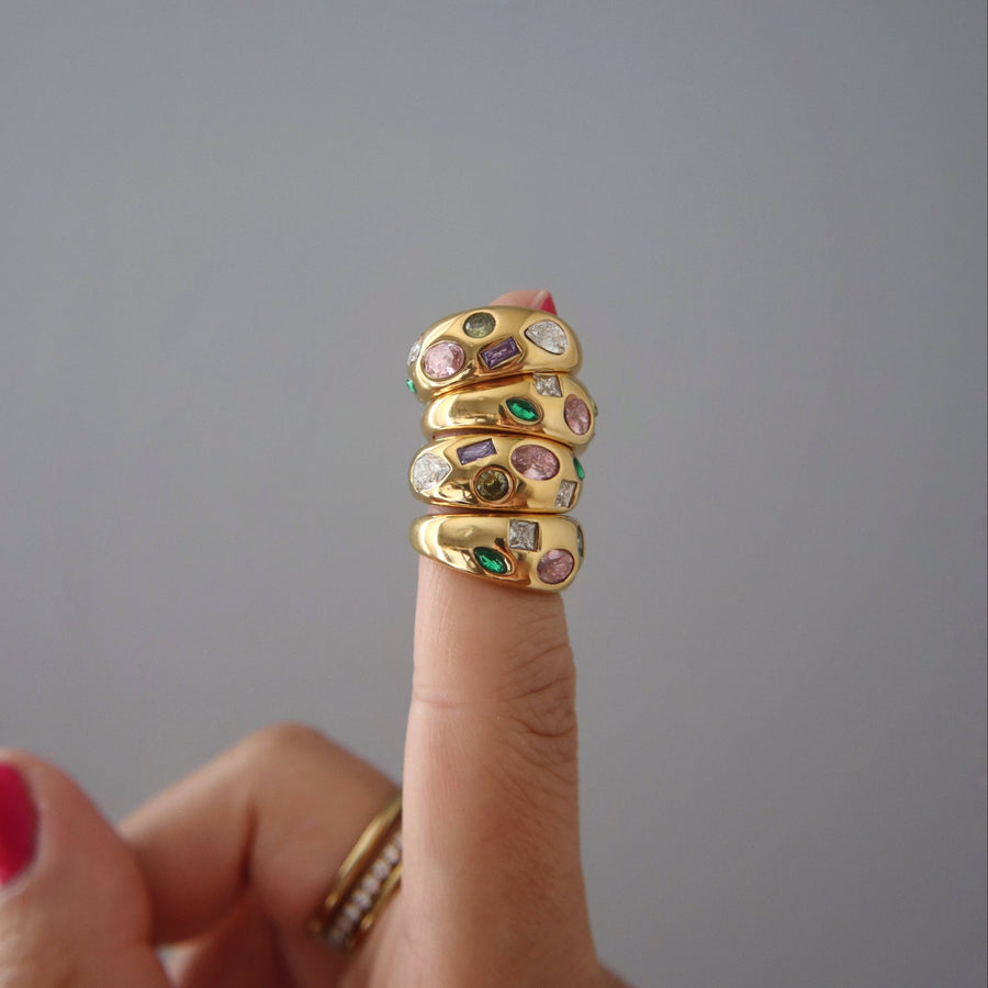 Mosaic Ring | Multicolor Gem Ring: 6