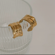 Gina 18K Gold Plated Hammered Hoop Earrings