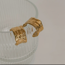 Load image into Gallery viewer, Gina 18K Gold Plated Hammered Hoop Earrings