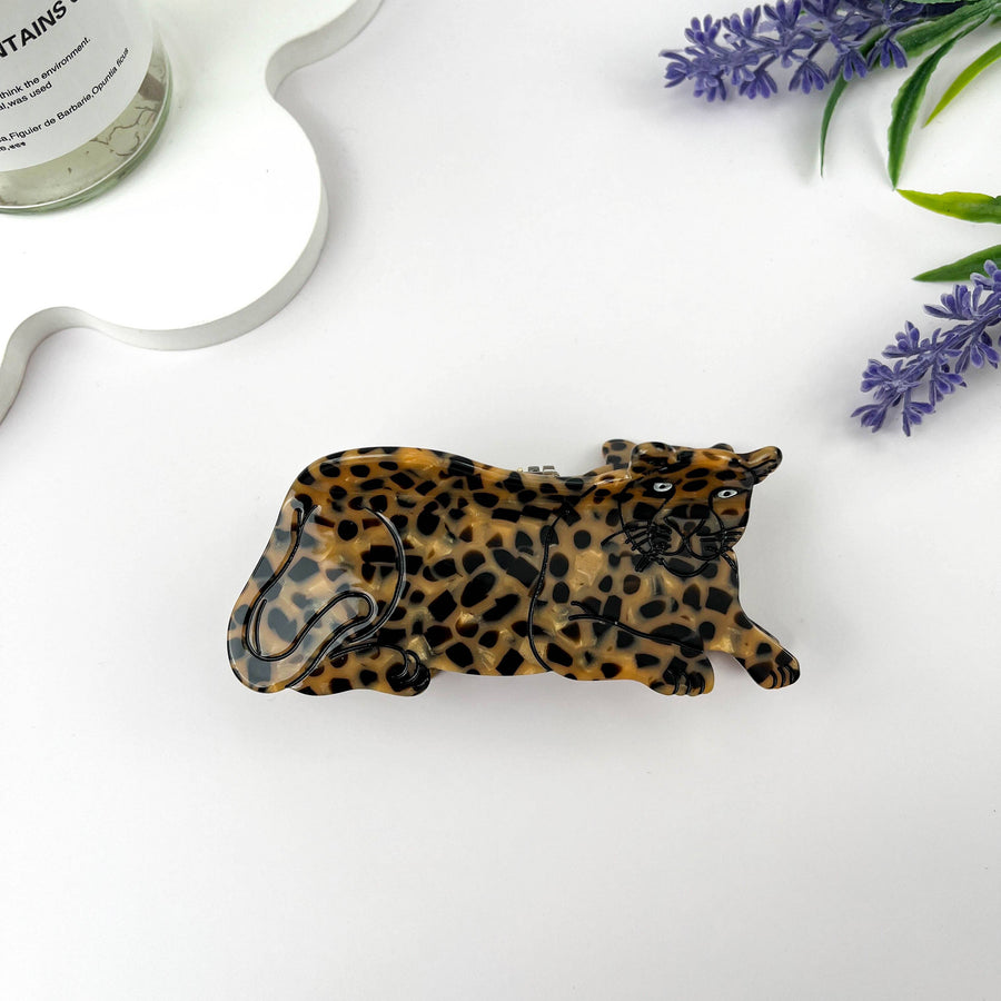 Lazy African Leopard Acetate Hair Claw Clip: A
