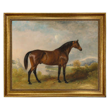 Load image into Gallery viewer, A Bay Hunter Framed Oil Painting Print on Canvas: Antiqued Gold / 8" x 10"