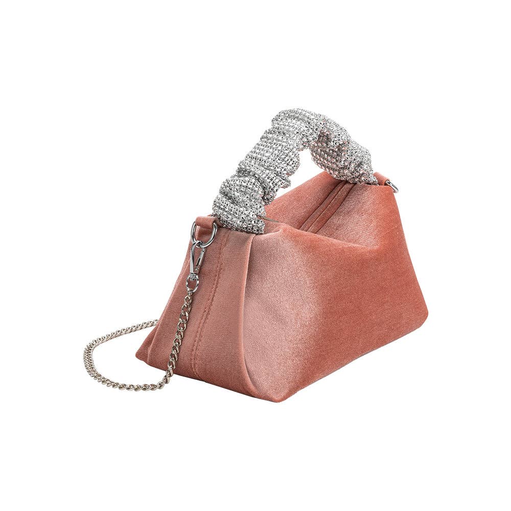 Estela Blush Velvet Top Handle Bag