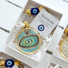 Load image into Gallery viewer, Evil Eye Wall Hanging, Gold Evil Eye Wall Decor, Protection: Style 2