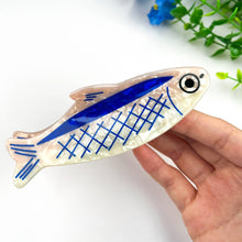 Load image into Gallery viewer, 12cm Oversized Sardine Print Acrylic Hair Claw Clip: Blue