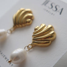 Load image into Gallery viewer, Seashell Pearl Earrings | Dangle Earrings