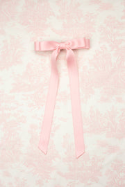 Long Matte Satin Hair Bow Barrette | Micro Alice Bow: Red