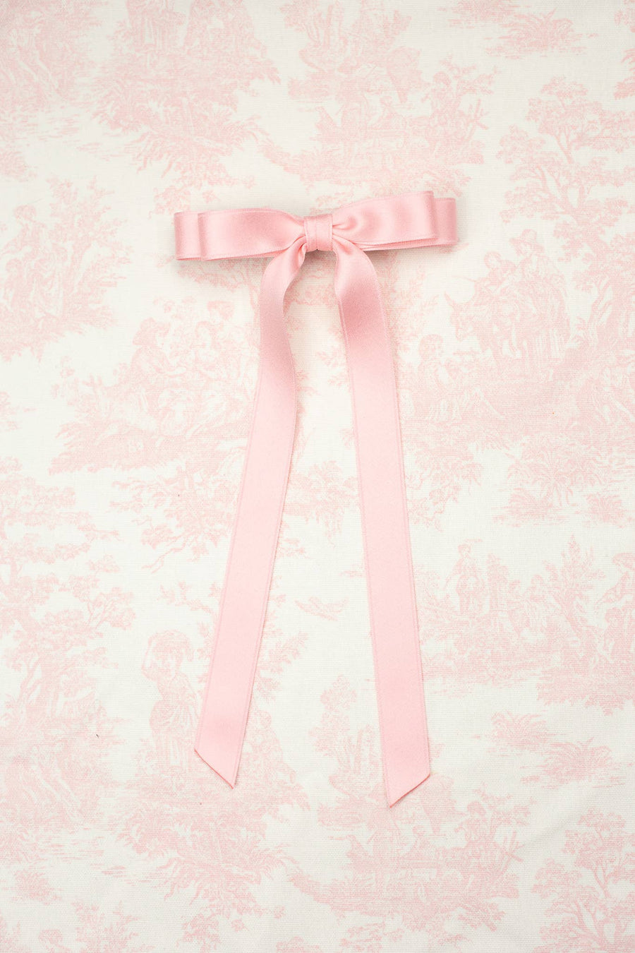 Long Matte Satin Hair Bow Barrette | Micro Alice Bow: Red