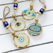 Load image into Gallery viewer, Evil Eye Wall Hanging, Gold Evil Eye Wall Decor, Protection: Style 2