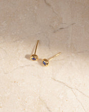 Load image into Gallery viewer, Aquamarine Bezel Dome Studs: Gold